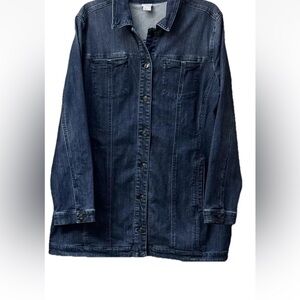 Chico's Women Jean Jacket SZ 16/18 Button Up Preppy Stylish Western Retro 70’S